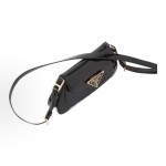 PRADA Enamel metal triangular logo clasp single-shoulder bag for women in black